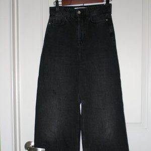 Black wide leg denim jeans